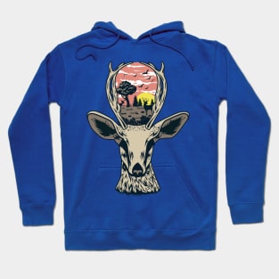 deer animal sunset Hoodie